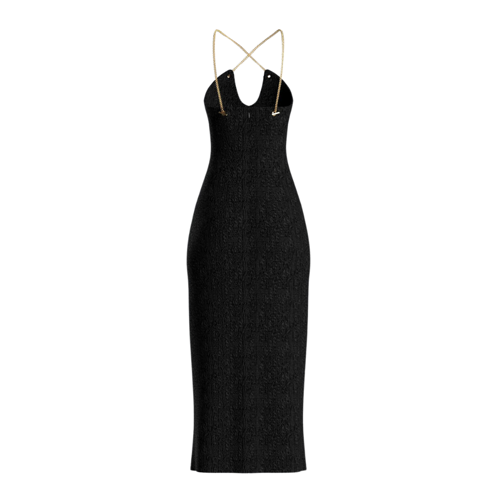 Black Tweed Midi Dress