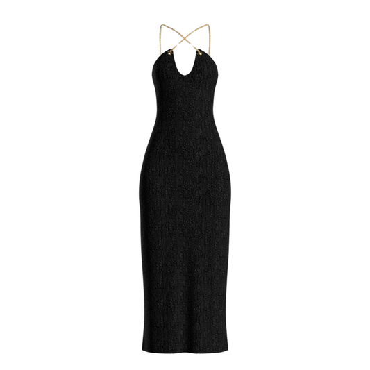 Black Tweed Midi Dress