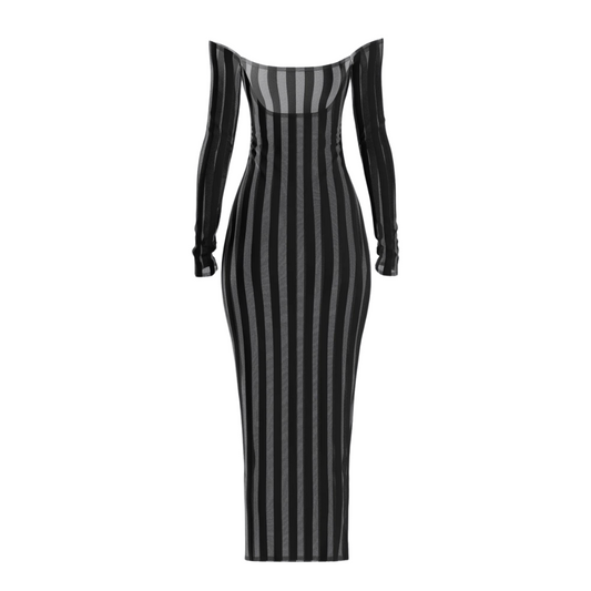 Black Stripe Midi Dress